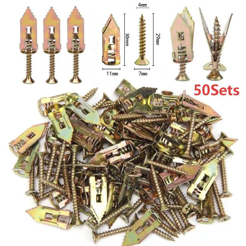 Drywall Anchor Screw - 50 stuks zelftappende gipsplaatankerkit, corrosiebestendig met